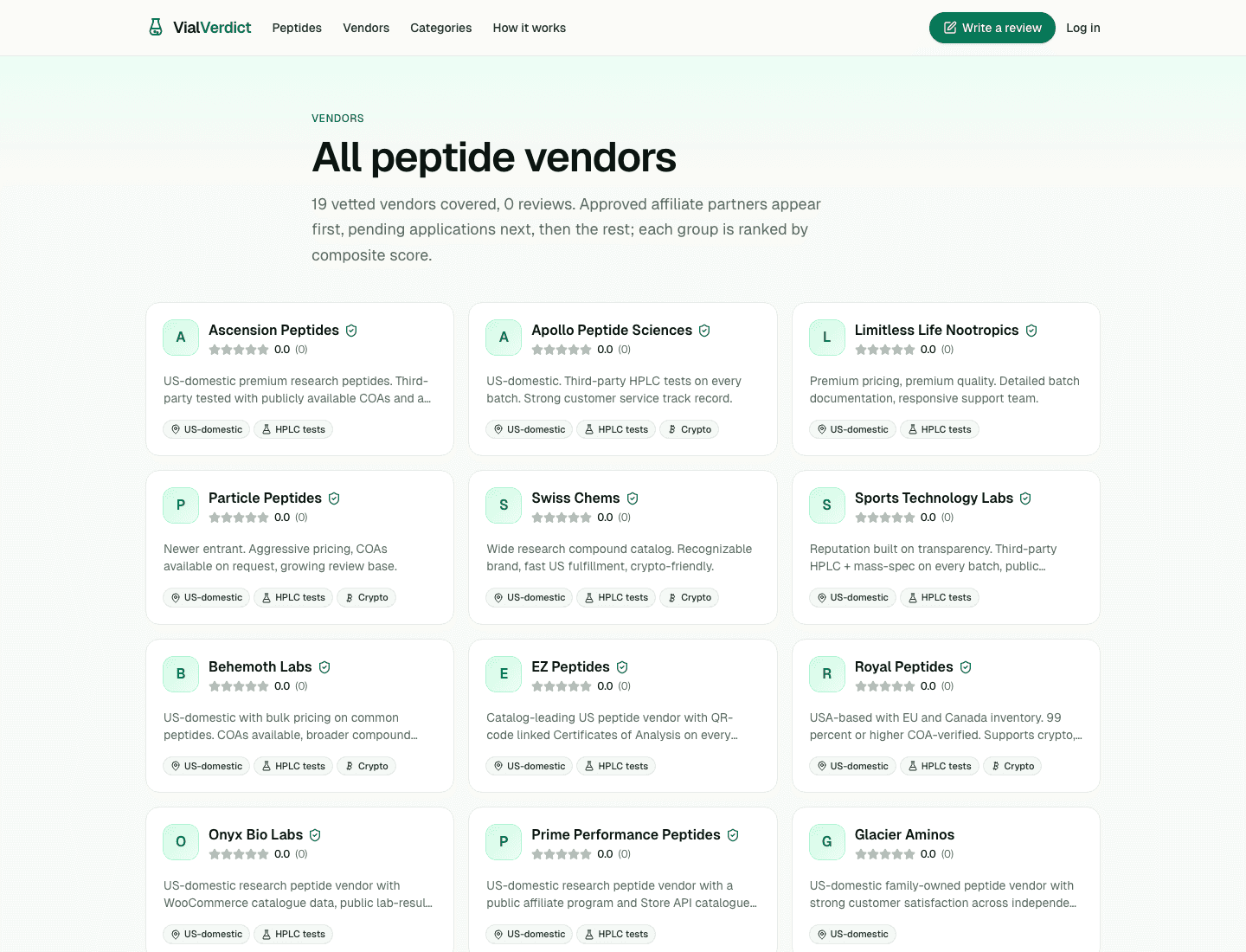 Vendor directory